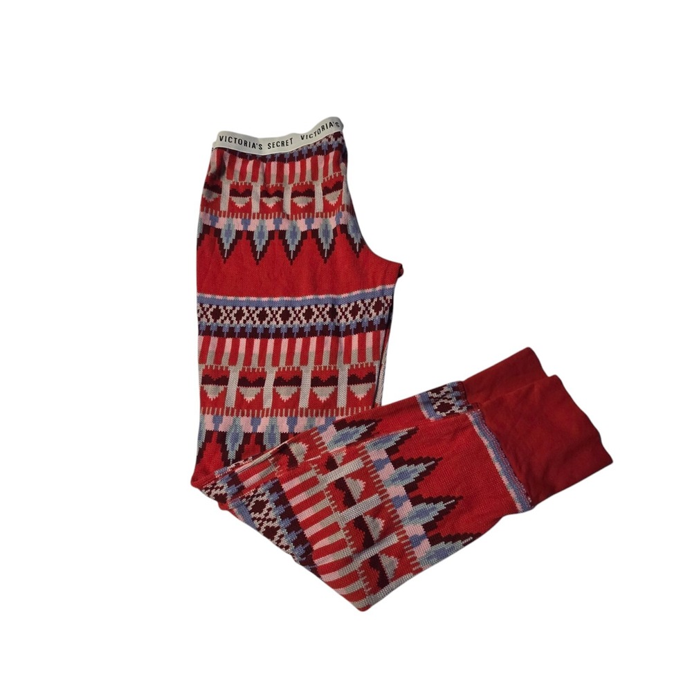 Victoria's‎ Secret Womens Fair Isle Sweater Leggings LG Red Nordic Holiday Warm